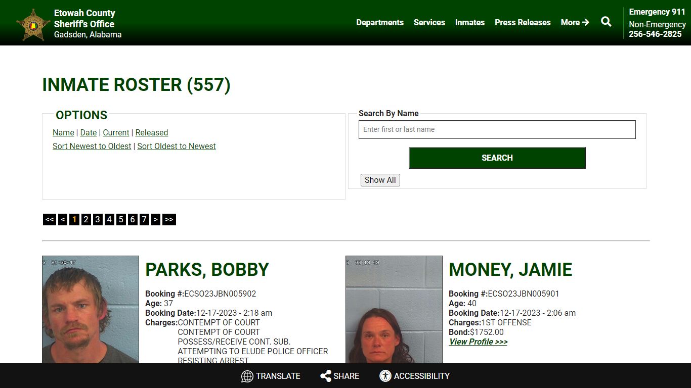 Current Inmates Booking Date Descending - Etowah County Sheriff's Office
